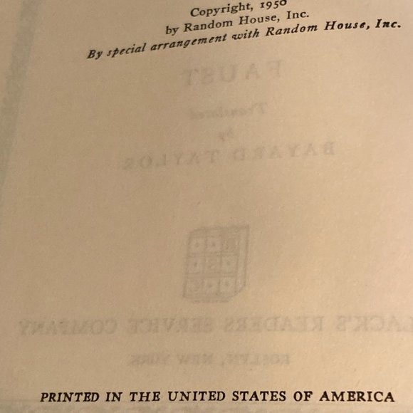 Antique Book-The Works of Johann Wolfgang Von Goethe Faust 1950 - Picture 3 of 4